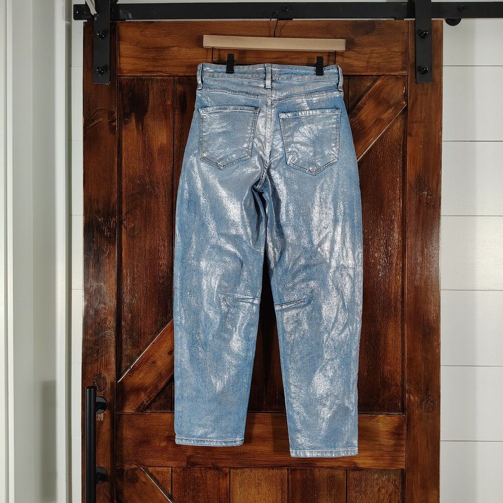 Kut From the Kloth Ashley Slouchy Barrel Jeans Womens Size 2 High Rise Metallic - Picture 4 of 11